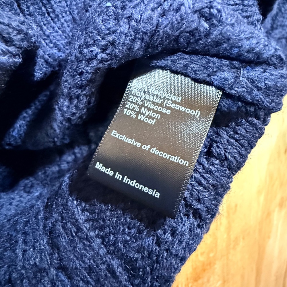 Wellen Huckberry Mens SeaWool Fisherman Sweater XL Navy Blue Cable Knit Heritage - Picture 5 of 8
